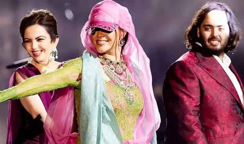 Following her appearance at Mukesh Ambani’s son’s wedding, Rihanna departs India.